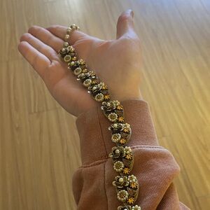 Floral Gold and Brown Bracelet